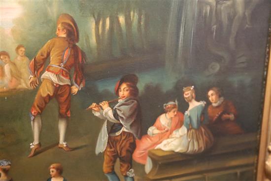 Continental School Fête galante scene 37 x 37in.